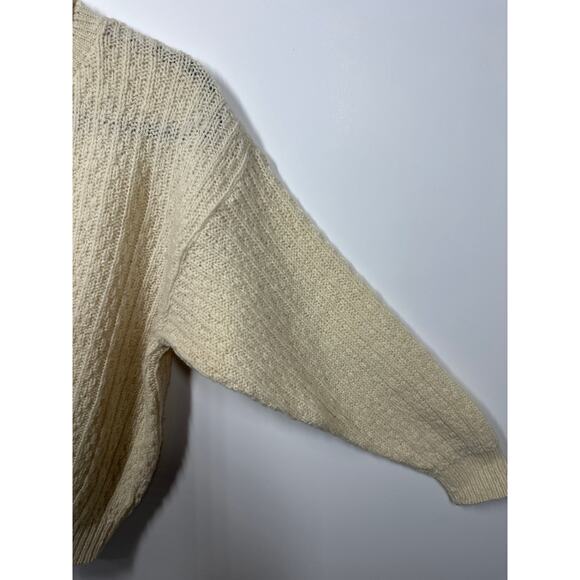 ALPS Fine Womens Apparel Cableknit Sweater 100% Wool Cream Ivory Neutral Vtg M - Picture 4 of 10